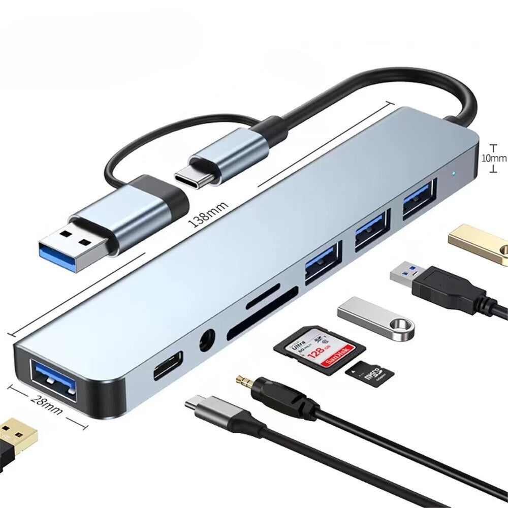 8 In 2 USB HUB With Splitter Card Reader, USB C Port, USB Splitter Card Reader, Docking Station_5