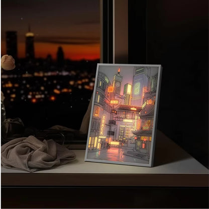 Anime LED Beautiful City Night View Light Painting LED Painting Lamp_4